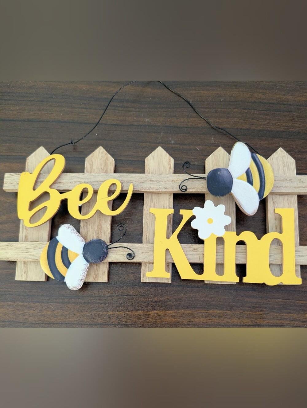 Bee Kind Wooden Wall Decor - Yellow Bee Sign